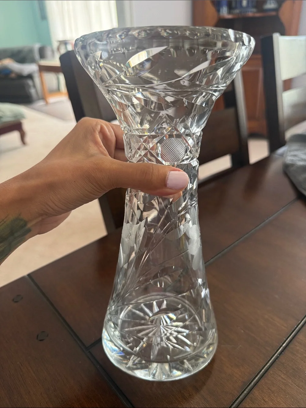 Cut Crystal Decorative Vase - Clear